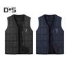 Мужской жилет с V-образным вырезом, без рукавов, однобортный стеганый жилет, пальто с карманами на молнии, однотонная плюшевая подкладка, утолщенный терможилет, куртка