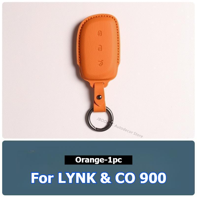 For LYNK & CO 900 Car Key Case Nappa Leather Keychain Auto Accessories Premium Smart Remote Key Protector Cover Shell Interior