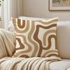 Neutral Boho Abstract Pillow Case Organic Short Plush Cushion Covers Breathable Washable WrinkleResistant
