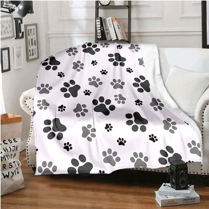 Одеяло с принтом щенячьих лап, одеяло для дивана-кровати, супер мягкое теплое одеяло, фланелевое одеяло