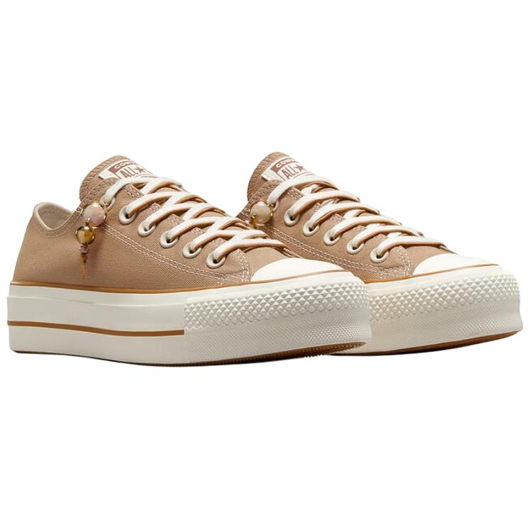 Converse Chuck Taylor All Star Lift Low Khaki Charm Women Sneakers Brown White A11619C