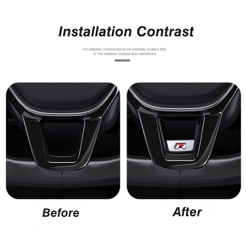 2026 New For VOLKSWAGEN VW Senior R Rline Logo Car Steering Wheel Trim ABS Plating Stickers Accessories For Volkswagen GTI Polo