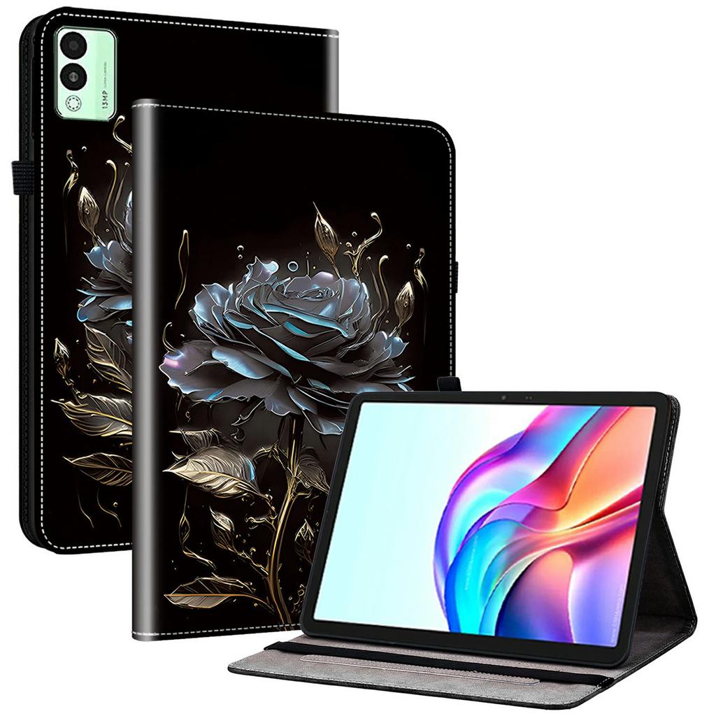 Для TECNO Megapad 11 Кожаный чехол с принтом, подставка, чехол для планшета с отделениями для карт