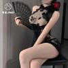 Сексуальное нижнее белье ретро кружевная вышивка прозрачный бархат облегающая бедра юбка-ципао чистое искушение