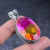 Двухцветный турмалин драгоценный камень ручной работы 925 стерлинговое серебро кулон 2.17" E6j31