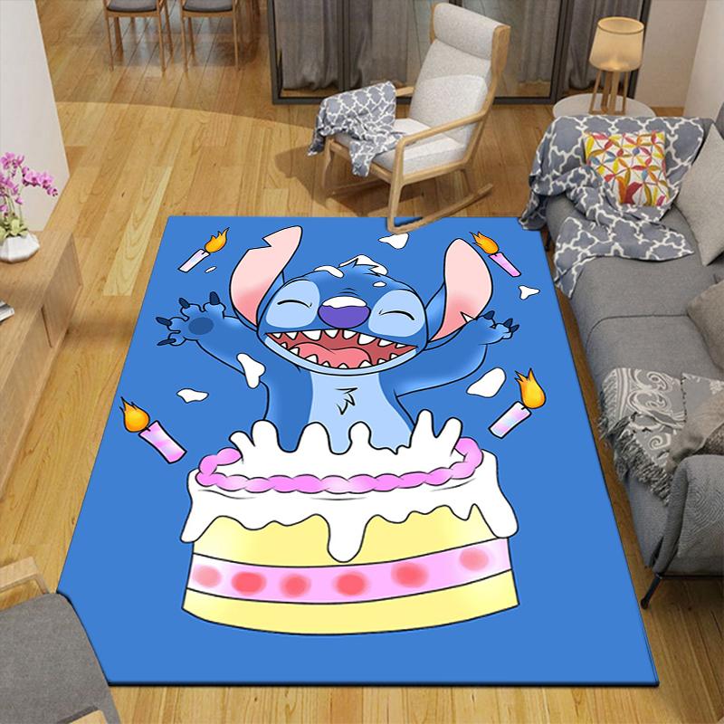 1Pc Stitch'S Birthday Celebration Rug Office Carpet Indoor Outdoor Doormat Nonslip Soft Comfortable Living Christmas Halloween Xmas Gift D924258