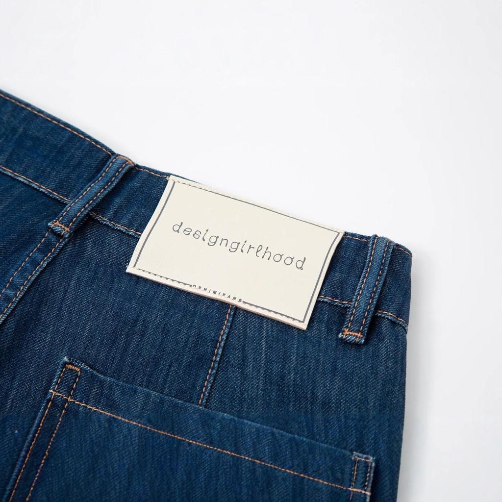 Джинсы-кюлоты с высокой талией синего цвета в стиле ретро для миниатюрных женщин, лето 2025, стрейч в четырех направлениях