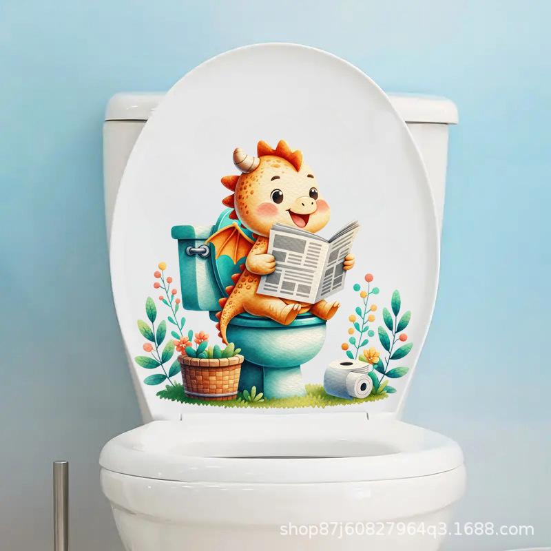 Забавные животные ПВХ наклейки на сиденье унитаза Обезьяна Зебра Жираф Декали Водонепроницаемый декор для стен и дверей ванной комнаты Креативные съемные наклейки