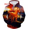 Fashion Horse 3D Print Hoodies Animal Pullover Hooded Sweatshirts Casual Cartoon Long Sleeve Shirts