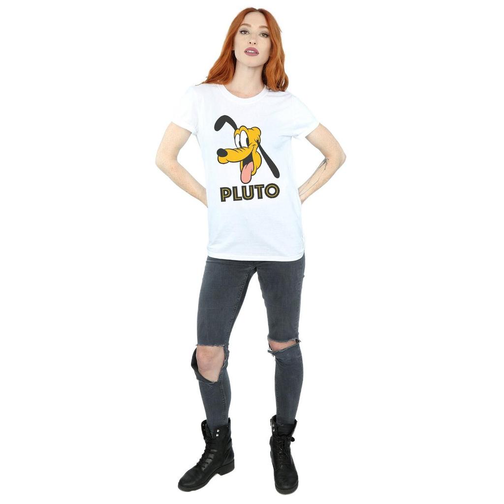 Disney Womens/Ladies Pluto Face Cotton Boyfriend T-Shirt