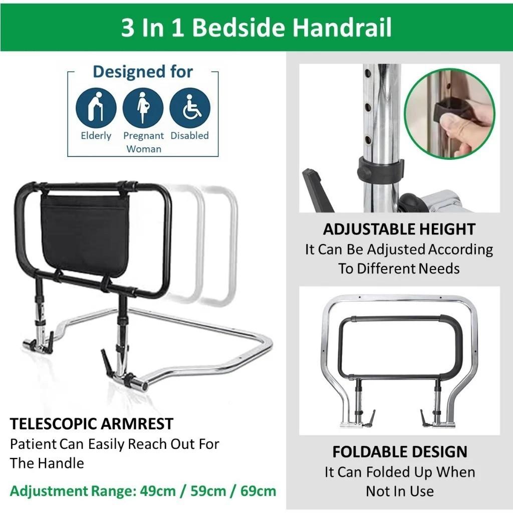 Безопасный бортик для кровати Складной прикроватный поручень Регулируемая высота Защитный барьер против падений для пожилых/беременных/пациенто