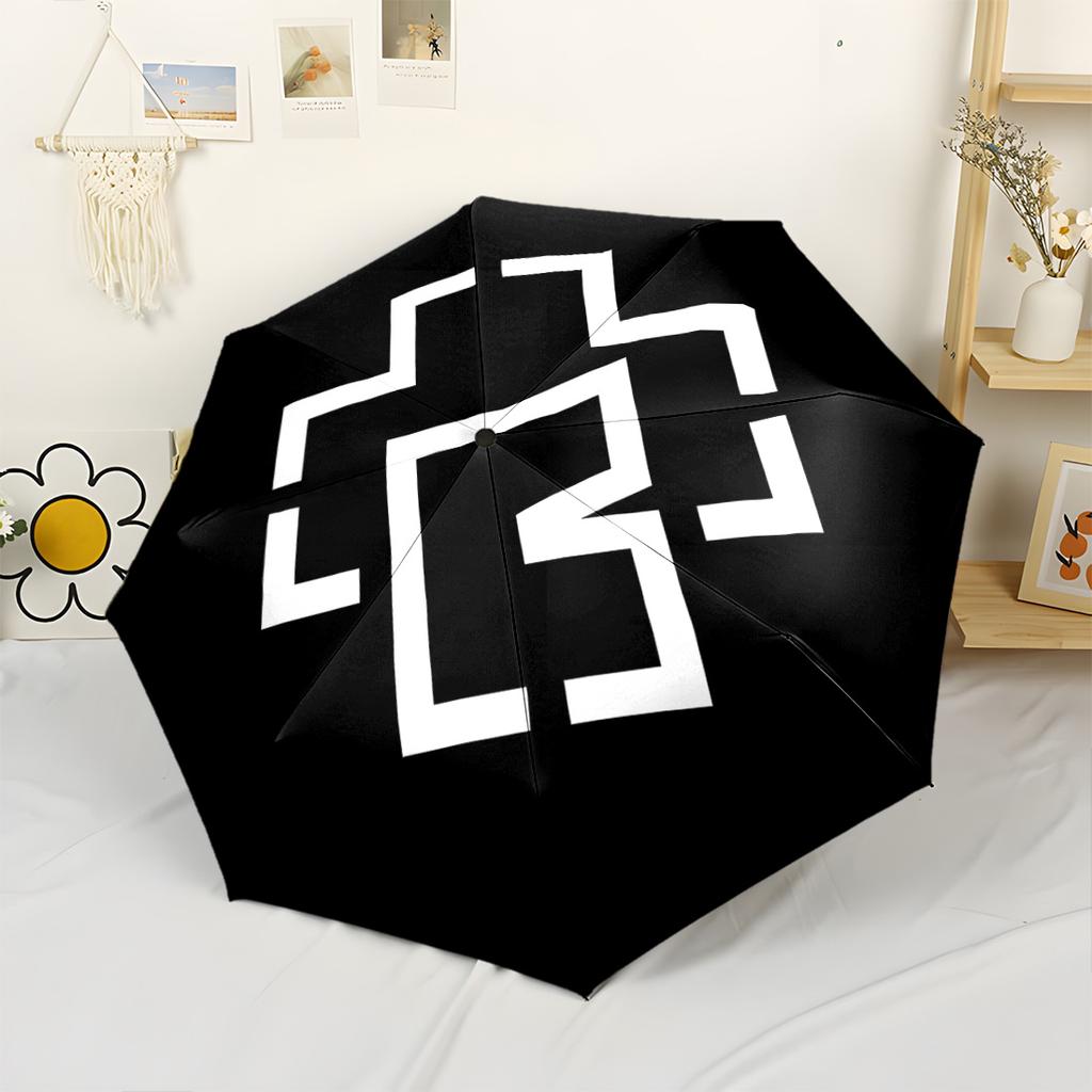 Black Rose Symbol Compact Travel Automatic Umbrella with 8-Rib Foldable Design for Women/Men Fashionable Accessory Birthday/Christmas Gift