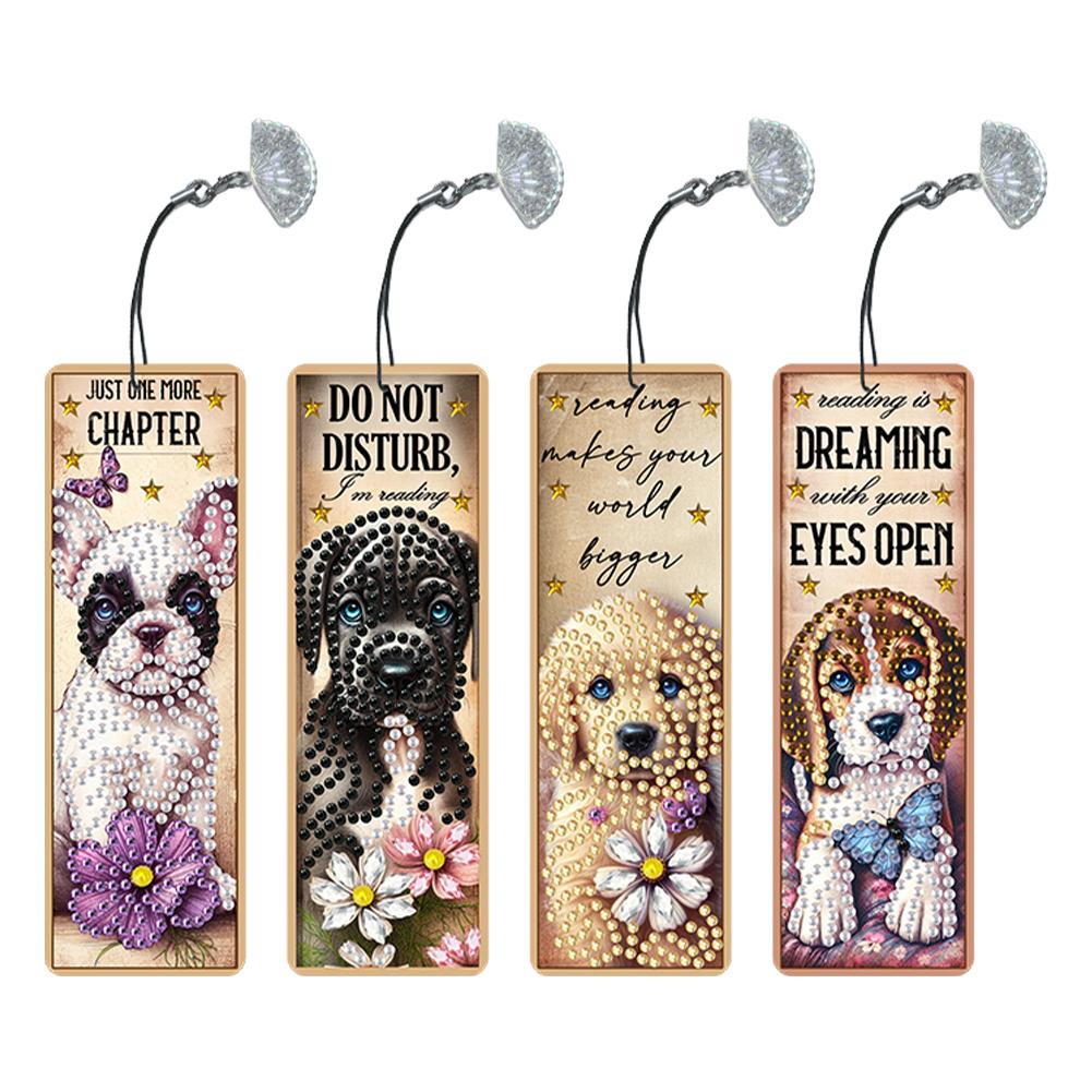 4Pcs Animal Themed DIY Diamond Painting Bookmark Irregular Shaped Diamonds Diamond Bookmark Art Projects for Reading Enthusiasts