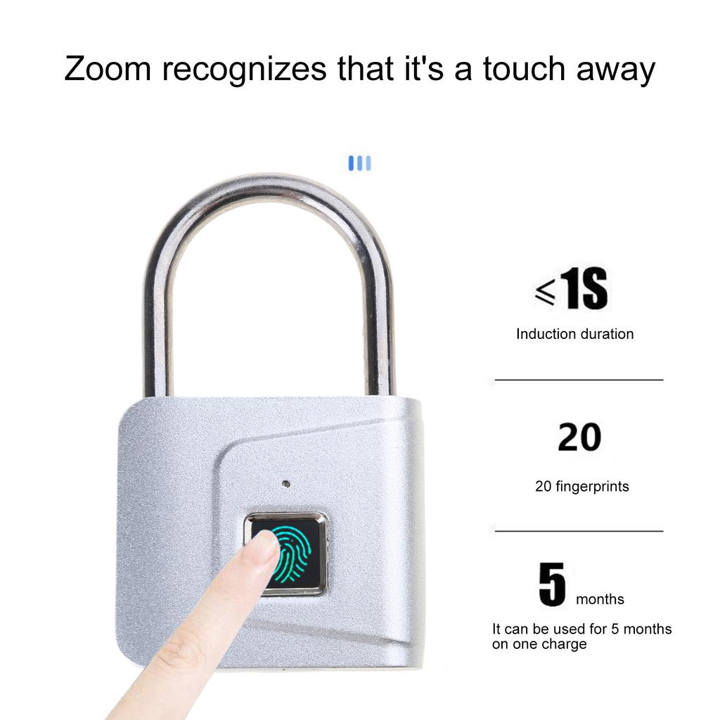 Биометрический навесной замок с отпечатком пальца, бесключевой замок, среднего размера, цифровой замок с отпечатком пальца, подходит для шкафчика в спортзале и использования на открытом воздухе