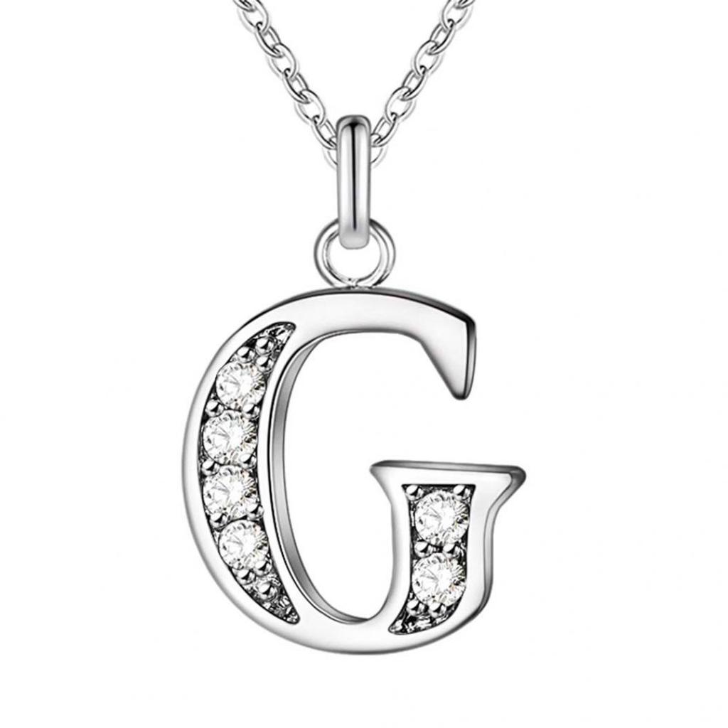 Simple Shiny Zircon 26 English Letters Pendant Women Men Thin Necklaces Jewelry MIT