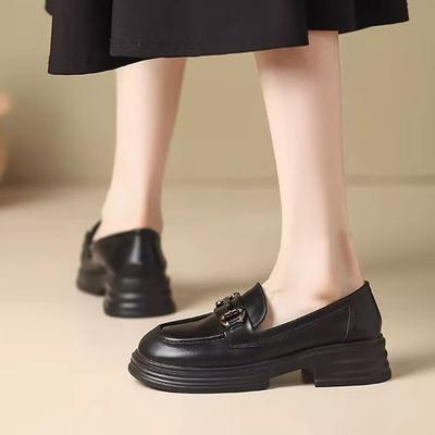 Металлическая пряжка маленькие кожаные туфли женские туфли Doudou новая одинарная обувь женская