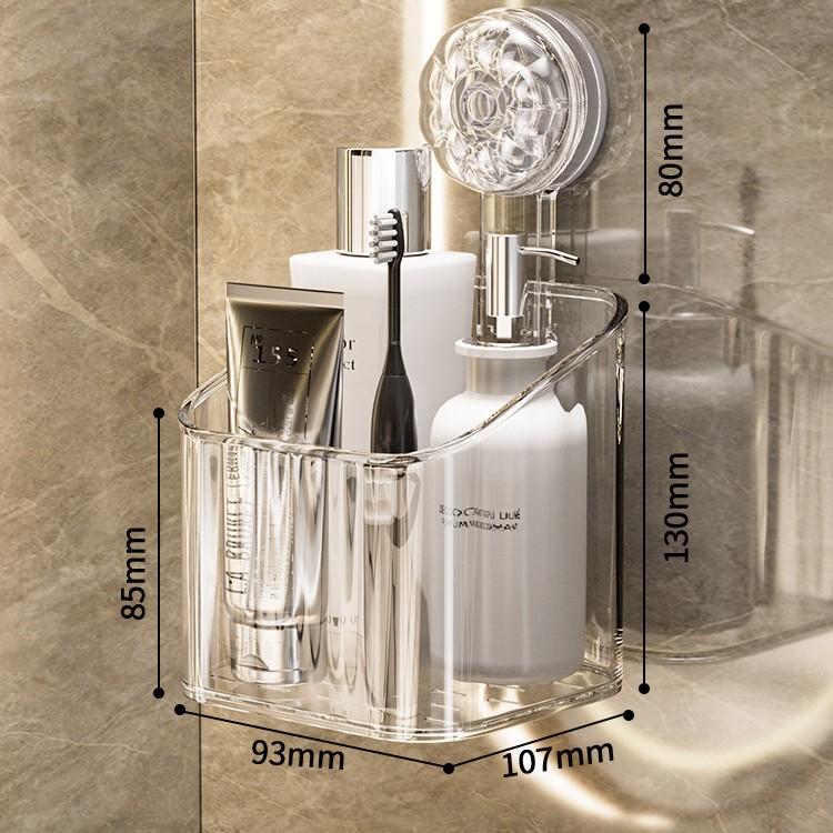 Роскошная настенная полка для хранения на присосках - Не требует сверления, Прочный пластиковый органайзер для душевых принадлежностей, косметики и туалетных принадлежностей