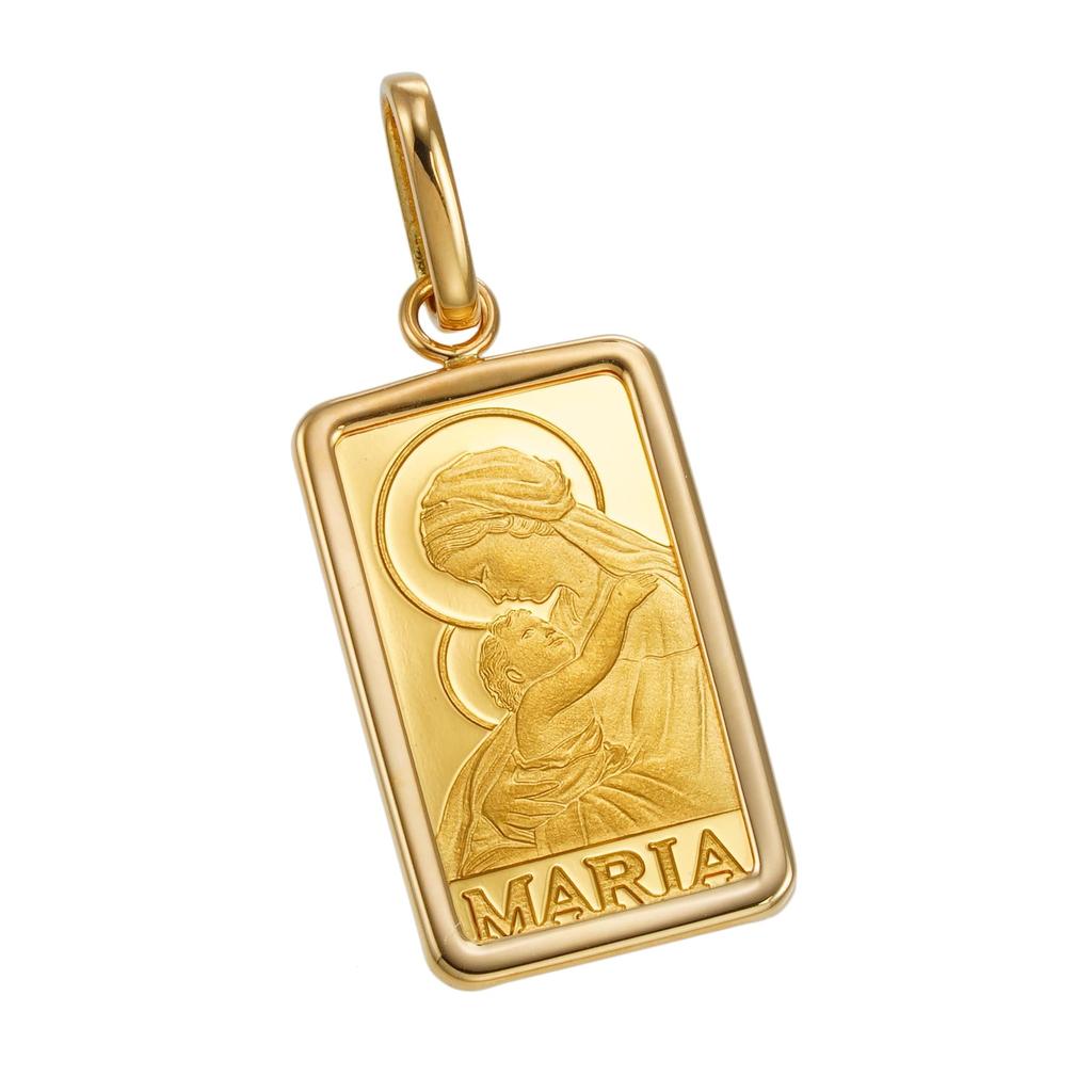24K Pure Gold Maria Pendant Simple 18K Engraved [SPERANZA] Top, 1g, Frame,