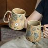 Ceramic Mugs Coffee Cups Hand Painted Irregular Flower Milk Tea Cup Korean Style Oatmeal Breakfast Mug Drinkware Kitchen