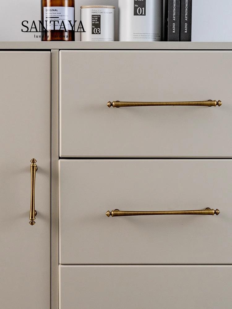 Santaya Antique Brass Furniture Handles High-end Kitchen Cabinet T Bar Pulls Hardware Wardrobe Bronze Handle Drawer Gold Knob