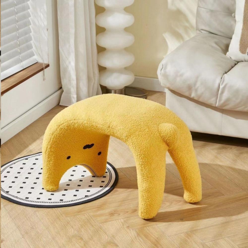 Small Stool Dressing Chair Plush Shoe Changing Stool Footrest Makeup Stool Entryway