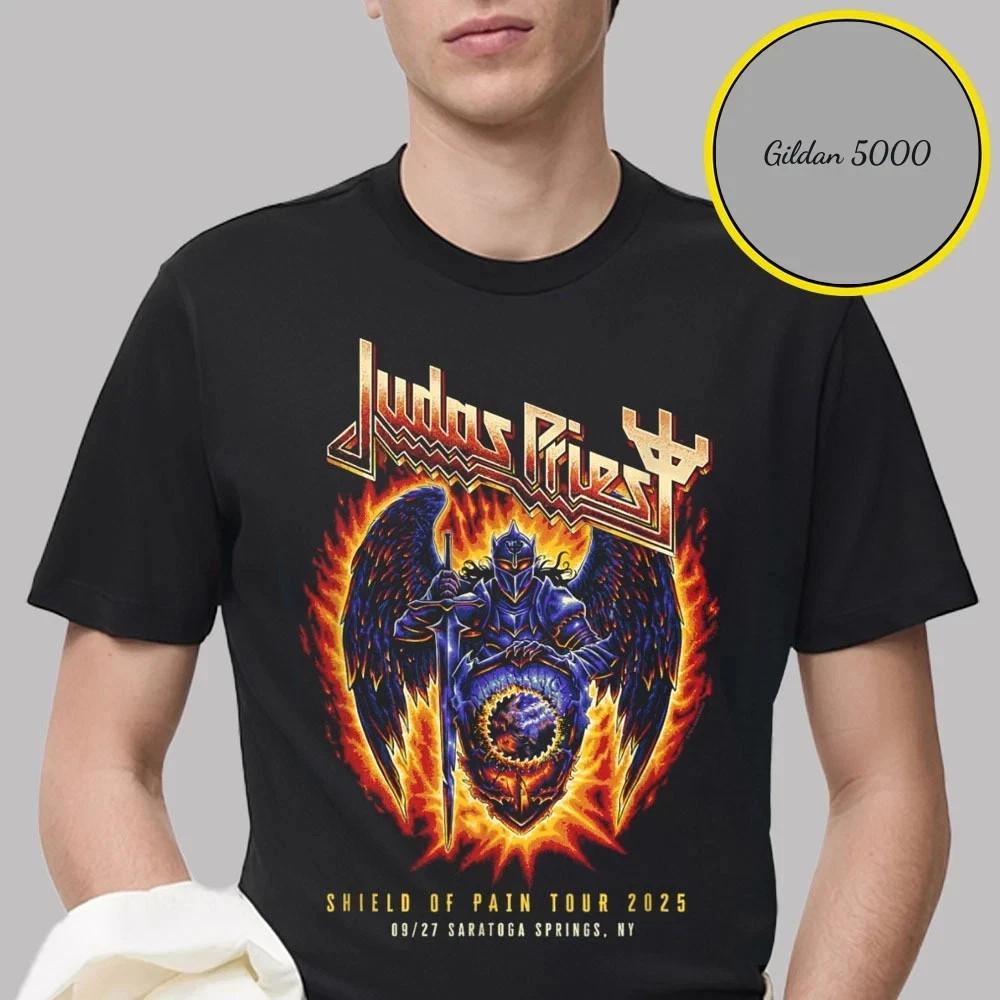 Judas Priest Щит Боли Тур 2025 100% Хлопок Футболка Мужская Женская Футболки Топ