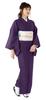 Стираемое однотонное крепдешиновое кимоно [KYOETSU], Слой, Цвет, Ткань, Женское (М, Фиолетовый)
