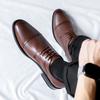 2026 New Men Leather Shoes Formal Elegant Dress Shoes Lace Up Man Casual Footwear Original Pointed Versatile Small Leather Shoes