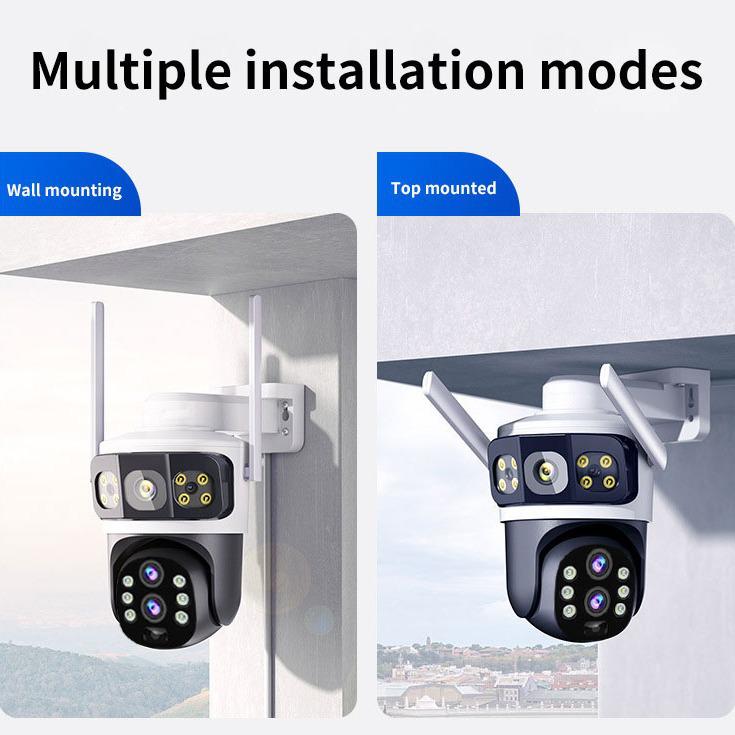 V380 4G Solar Camera with Dual-View, Triple-Lens, 10x Zoom, Low-Power, Wireless Bullet Ball Monitor