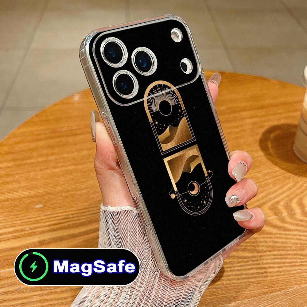 Sun Moon Mobile Cell Phone Case for iPhone 17 16 15 14 13 12 11 Air Pro Max Plus Mini Magsafe Clear Colorful Cover Luxury Cover