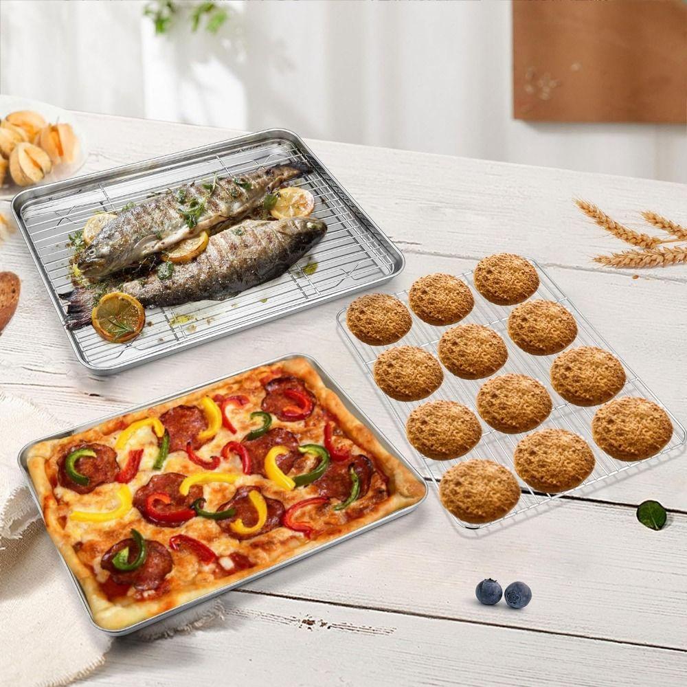 Wire Racks Baking Sheet with Cooling Rack Set Stainless Steel Pizza Barbecue Shelf  Women