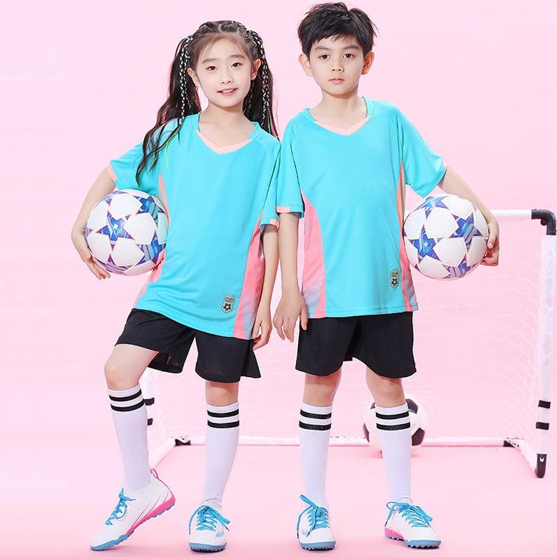 Kids Soccer Uniform Set Quick Dry Breathable Training Match Jersey Short Sleeve Sportswear Boys Girls