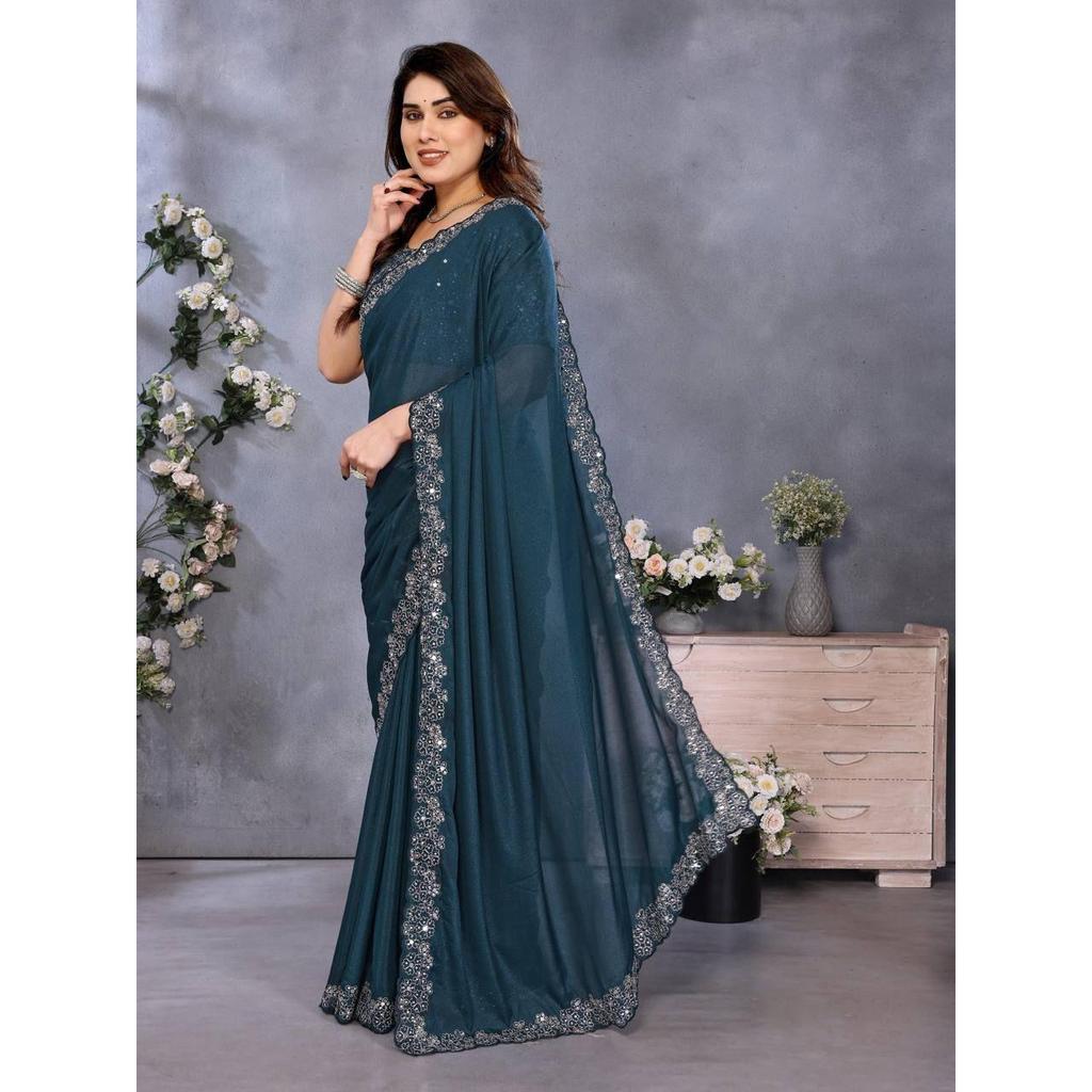 *Представлена Коллекция Красивых Вечерних Сари с Зеркальной Вышивкой*