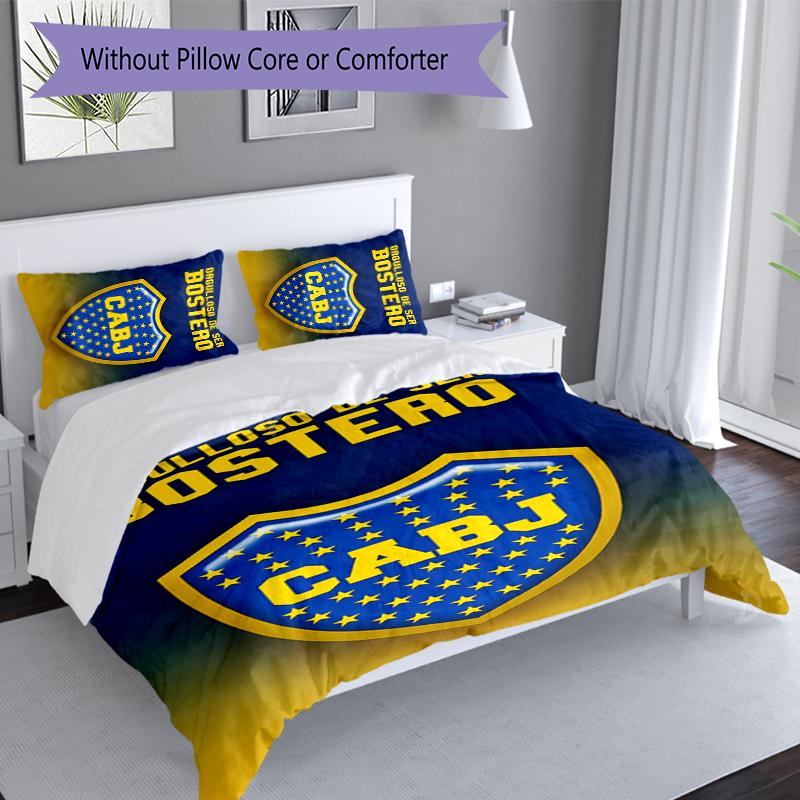 3pcs Club Atlético Boca Juniors Duvet Cover Set, Includes 1 Duvet Cover and 2 Pillowcases,Skin-Friendly&Comfortable Fabric,Suitable Bedding Sets