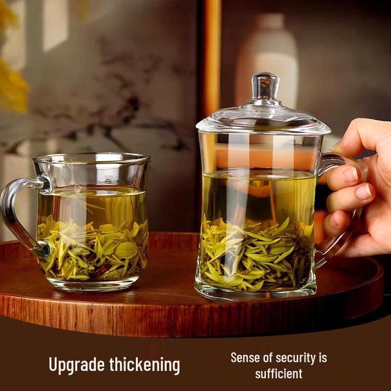 HANDUNYOU 380 мл Термостойкие стеклянные чайные чашки с ручкой (6 упаковок)