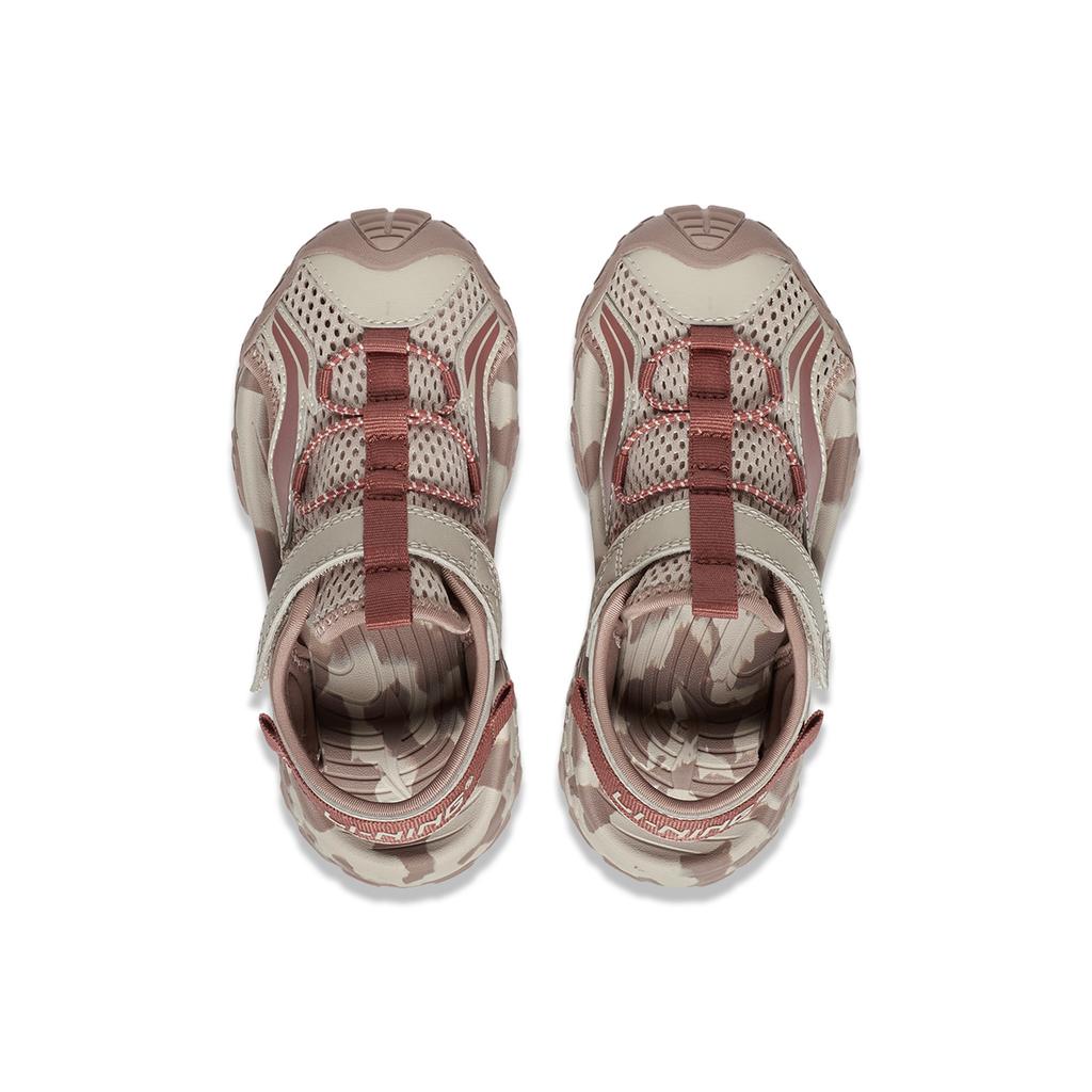 Li Ning Kids Sports Lifestyle Series Synthetic Leather Fashion Simple Versatile Breathable Low-Top Sandals Kids Sandals Deerskin-Brown YKKS016-15