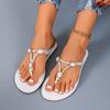 2025 Лето Новые Модные Женские Тапочки Стразы Пинч Носок Плоская Повседневная Обувь Женские Пляжные Повседневные Сандалии Женские Zapatos Mujer
