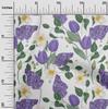Хлопчатобумажная гибкая ткань среднего фиолетового цвета с листьями и тюльпанами. Принадлежности для квилтинга с цветочным принтом. Ткань для шитья в ярдах, 40 дюймов.
