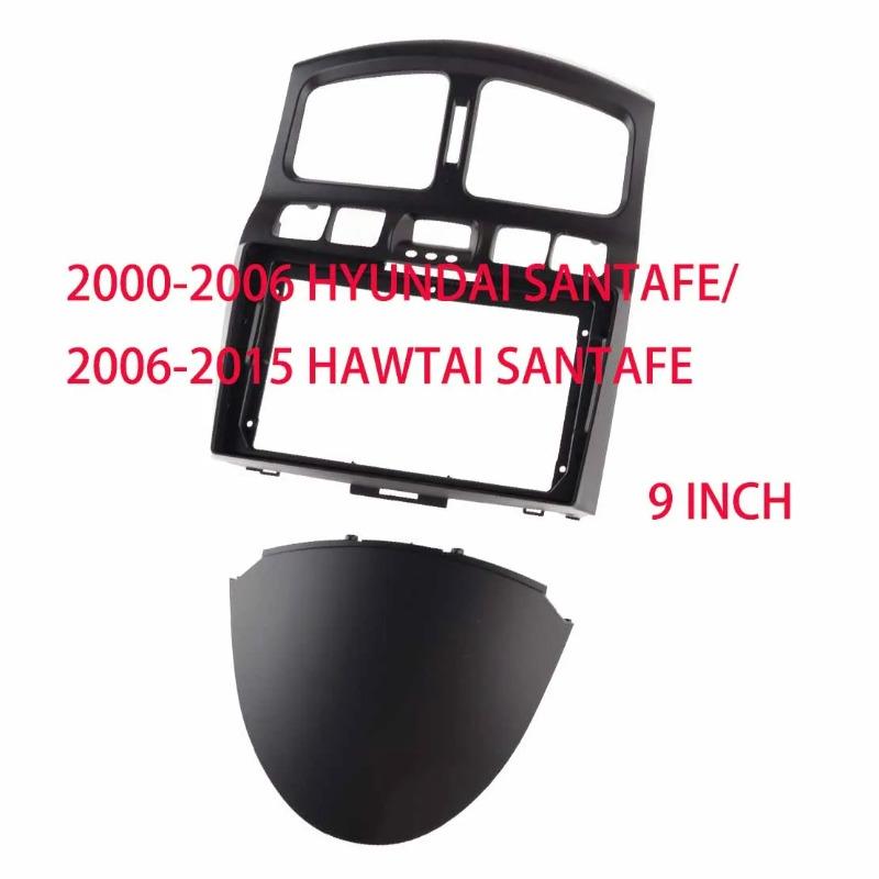 9-дюймовый черный пластиковый автомобильный стерео радио, облицовочная рамка, комплект отделки приборной панели, подходит для Hyundai Santa Fe 2000-2006