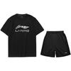 Li Ning Logo Повседневные спортивные шорты Комплект мужских шорт Черный ATST631-1+AKST633-1