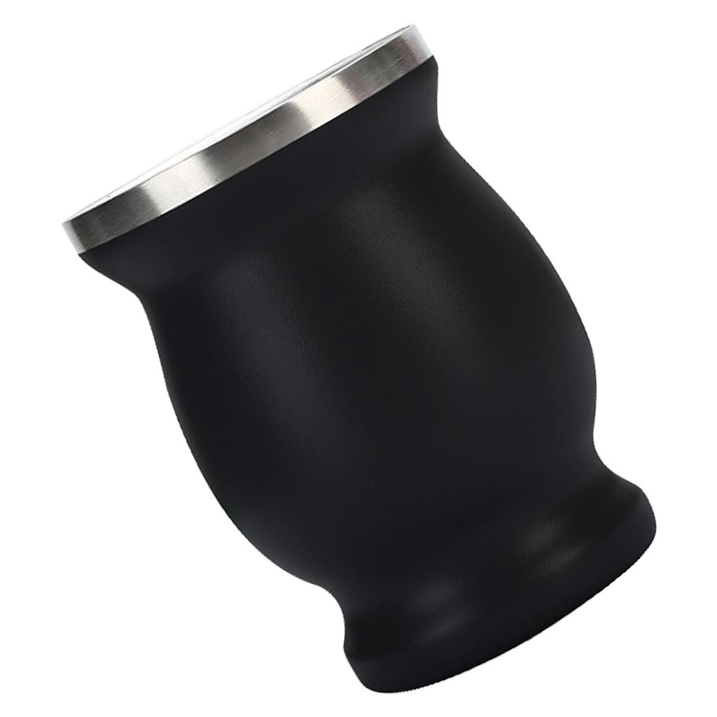 8oz 304 Stainless Steel Gourd Cup Double Layers Vacuum Insulation Cup with Straw Brush Black