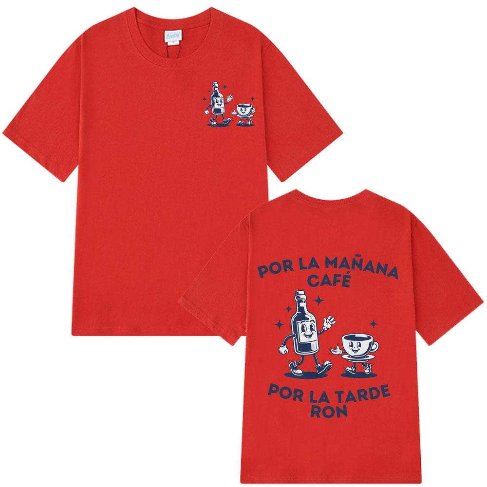 Bad Bunny Café Con Ron Graphic T-shirt Unisex Fashion Clothing Tees Short-sleeved Cotton Loose Casual Vintage T-shirts Fan Gift