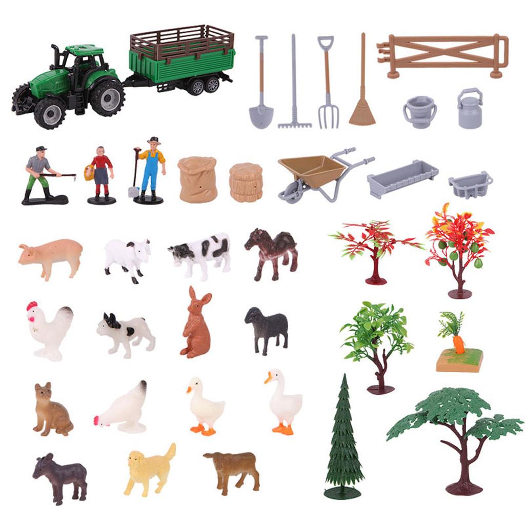 21 Piece Farmhouse Playset Interactive Miniature Farm Animals And Farmers Educational Toy For Kids Imaginative Play