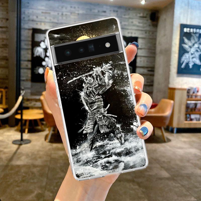Чехол для телефона Google Pixel 9 8 7 6 9A 8A 7A 6A 5 4 5A 4A 3A Pro XL Мягкий прозрачный ТПУ Прозрачная крышка Японское искусство самураев
