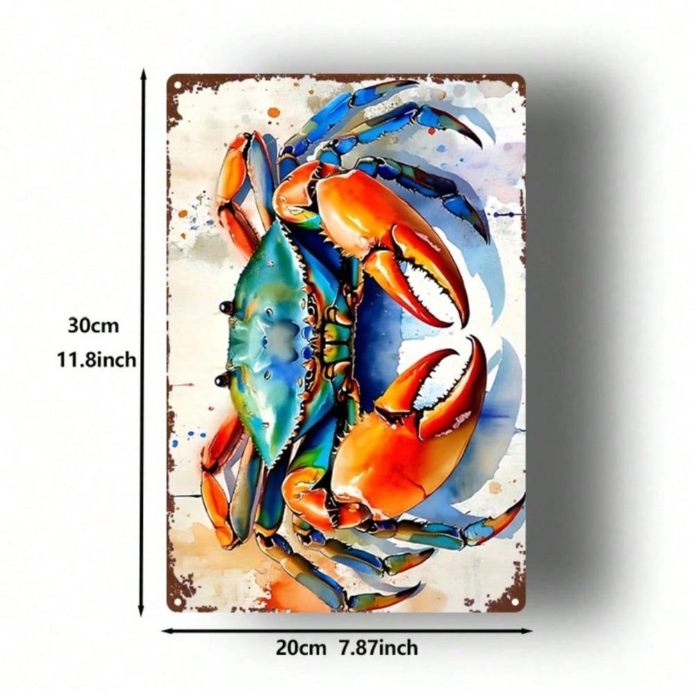Металлическая настенная art Синий краб 8x12 – Реалистичный морской железный подвесной знак, для дома/улицы, в стиле фермерского дома, Рождественский декор