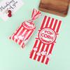 50Pcs Red Vertical Bar Popcorn Plastic Bag Snow Crisp Nougat Biscuit Bread Toast Bag Casual Baked Goods Bag For Birthday Party