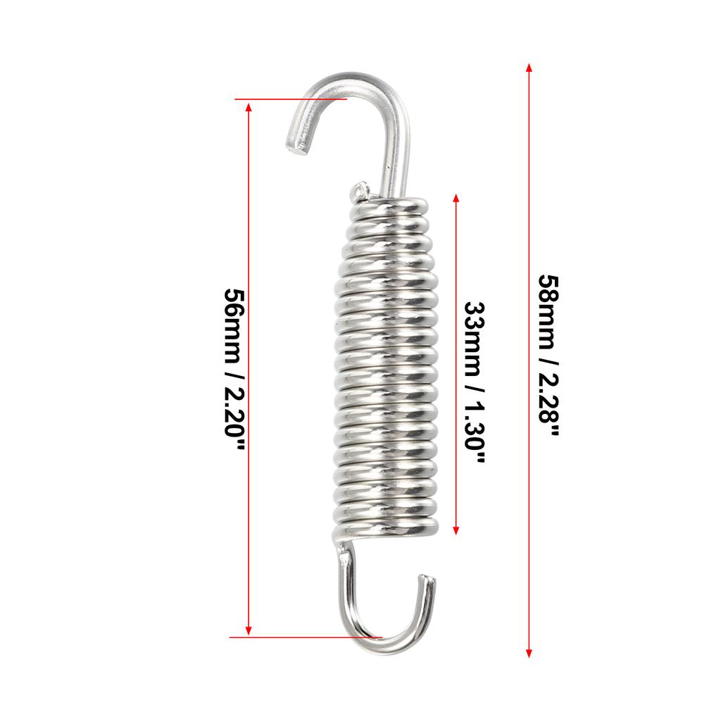 Motoforti 2Pcs 4Pcs 6Pcs 43mm 58mm Muffler Exhaust Pipe Spring for Motorcycle Universal Stainless Steel Silver Tone