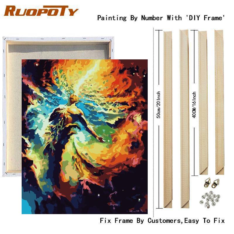 Frame Painting By Numbers For Adults Kit Abstract Figure Painting Acrylic Paint On Canvas Handwork For Home Decors 40x50