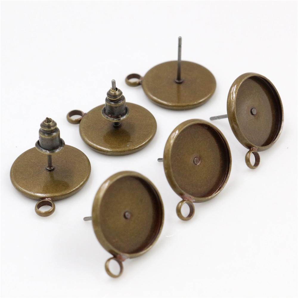 8-16mm 10pcs Bronze Silver Gold Colors Earring Studs,Earrings Blank/Base,Fit 8-16mm Glass Cabochons,Buttons;Earring Bezels