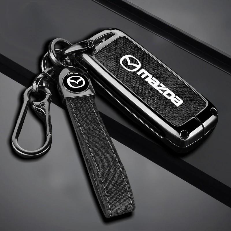 2025 Горячий Винтажный Стирка Водой Джинсовый Чехол для Брелока Автомобиля Для Mazda 2 3 5 6 Axela Atenza Demio CX-3 CX5 CX-7 CX-9 MX-5 2015-2019 Acc